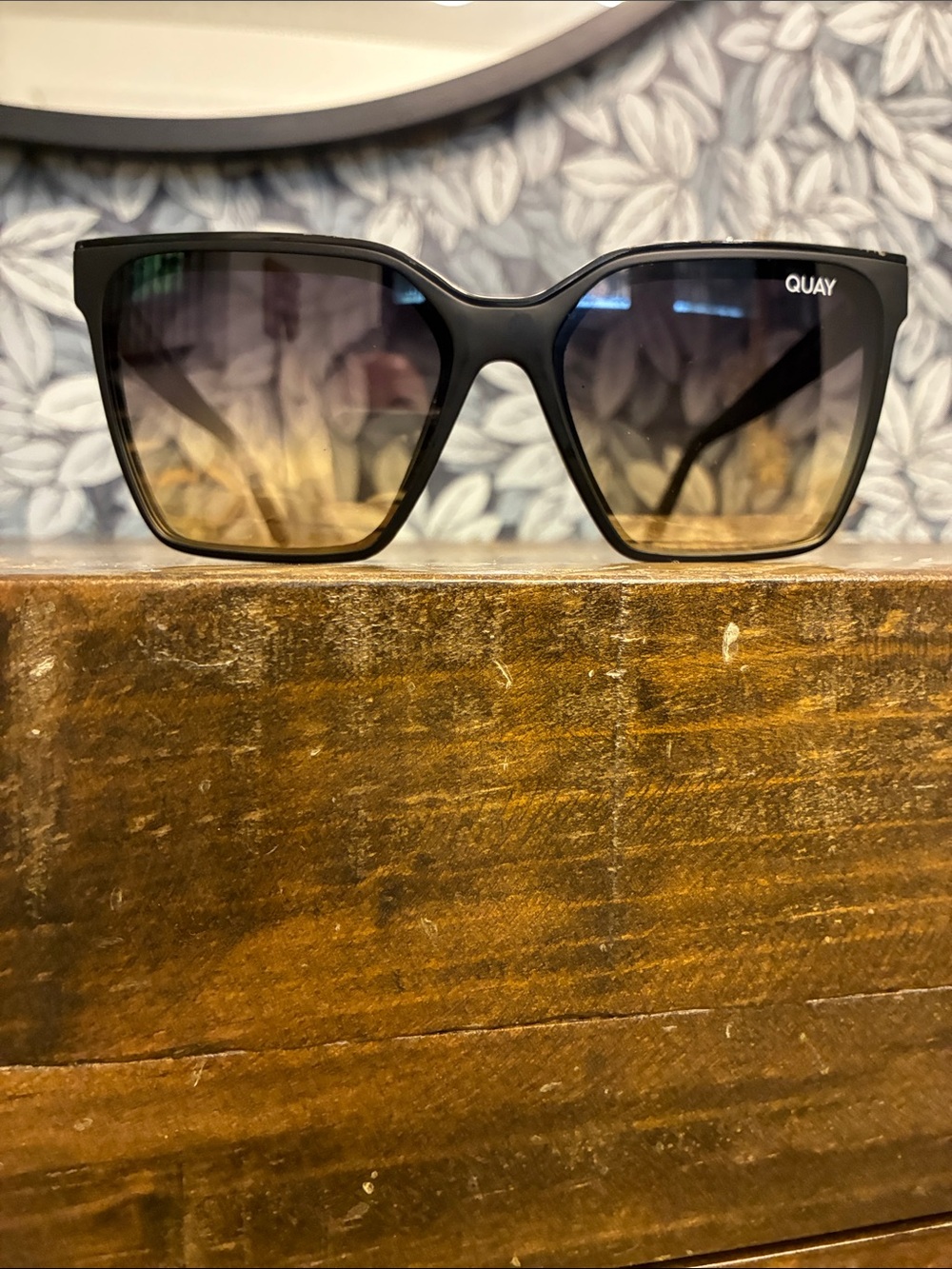 Quay Australia Black Frame Sunglasses with Brown Gradient Lenses
